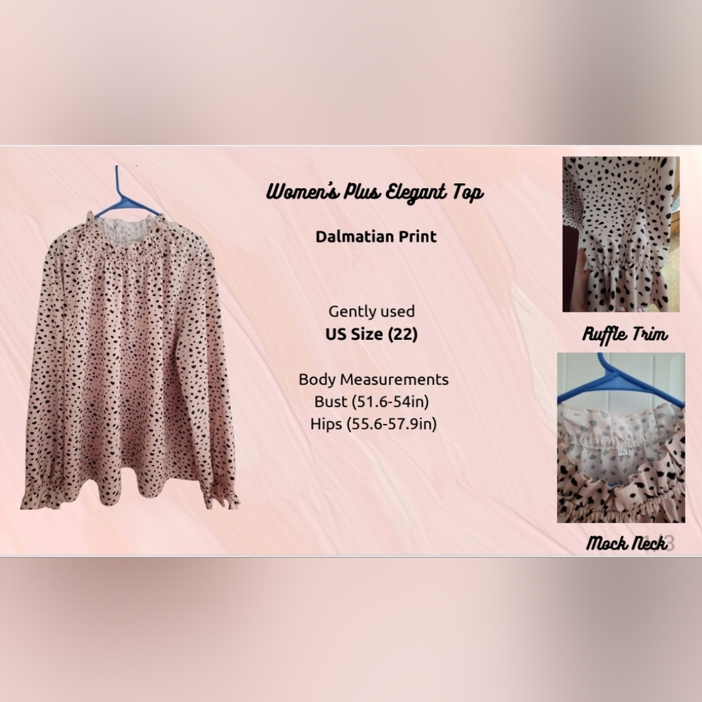 Women's Plus Elegant Dalmation Print Blouse